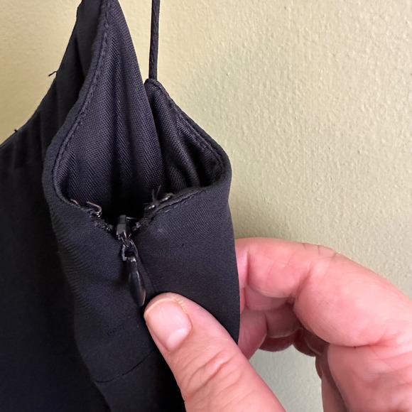 Ralph Lauren Black Pleated Cocktail Slip Dress Spaghetti Strap Sz 8 LBD Chiffon - Picture 7 of 11